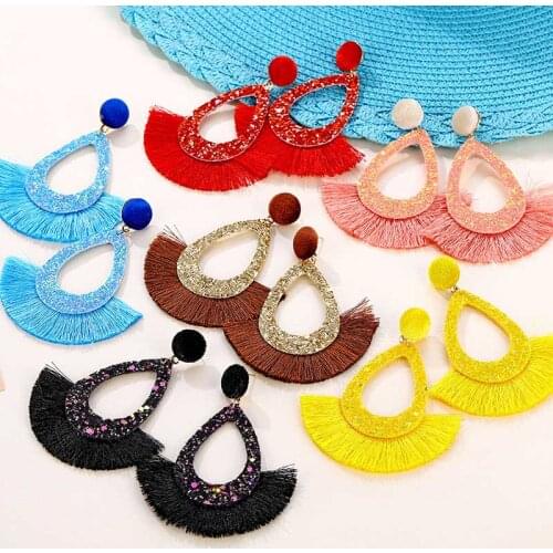 IFMIA 2020 New Design Earrings For Women Bling Tassel Earring Bohemian Drop Fashion Punk Minimalist Jewelry Dangle Fringe Ladies