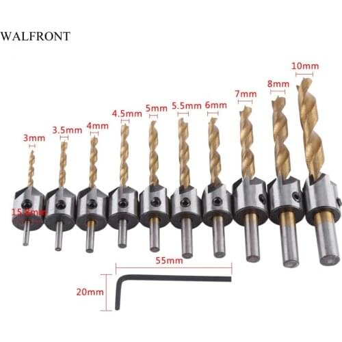 1pc Chamfer Drill Bit Steel Countersink Drill Bit Carpentry Woodworking Boring Tool Round Shank With Hex