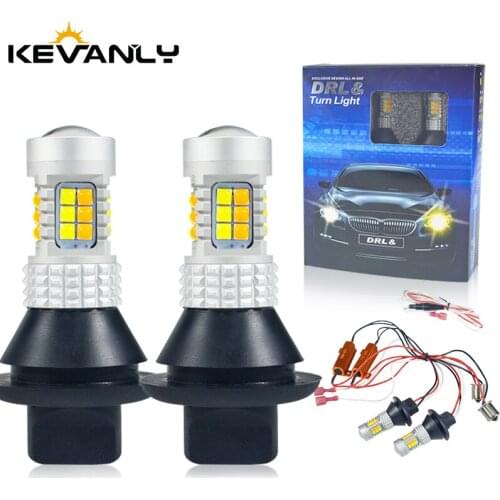2PCS 12V DRL LED BA15S P21W BAU15S PY21W 7440 W21W 3156 Canbus 3030chips DRL Running Lights&Turn Signal Light Dual Mode LED