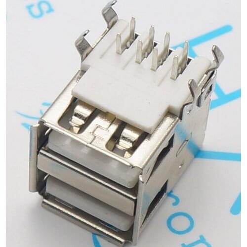 35pcs USB-A Horizontal AF female double USB Type A connector 90 degree White/black gum AF double vertical line USB socket