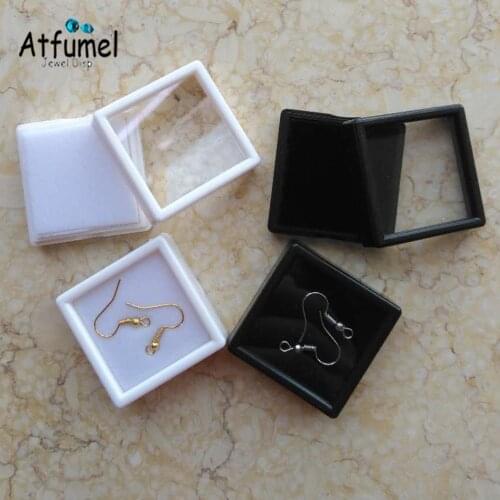 4cm Square Gemstone Box Diamond Jewelry Display Box Ring Earring Beads Display Case Gem Coin Stone Showcase Container 10Pcs