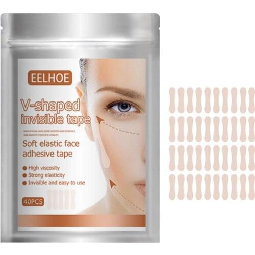 40pcs/Box Invisible Face Lifting Patch V-shaped FaceTape Elastic Face Lifting Tape Thin Face Stickers Slim Face Lift Up Patch
