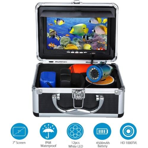 7" Screen 15m Cable Underwater Fishing Video Camera 1000TVL 92degree Wide View Fish Finder With DVR Function
