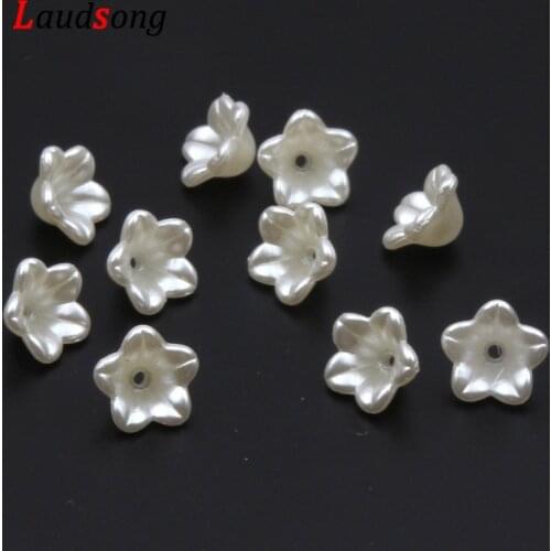 7x12mm 50pcs Imitation Pearls Flower Spacer Acrylic Beads For Jewelry Making Loose Beads Caps DIY Necklace Bracelet Accessories