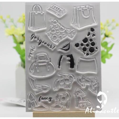AlinaCraft CLEAR STAMPS shopping ladys clothes Scrapbooking Card album paper craft rubber roller transparent silicon stamp