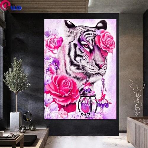 5D DIY Diamond Painting Roses Flowers Tigers Birds Full Square Drill Rhinestone Diamond Embroidery Animal Mosaic Kits Home Decor