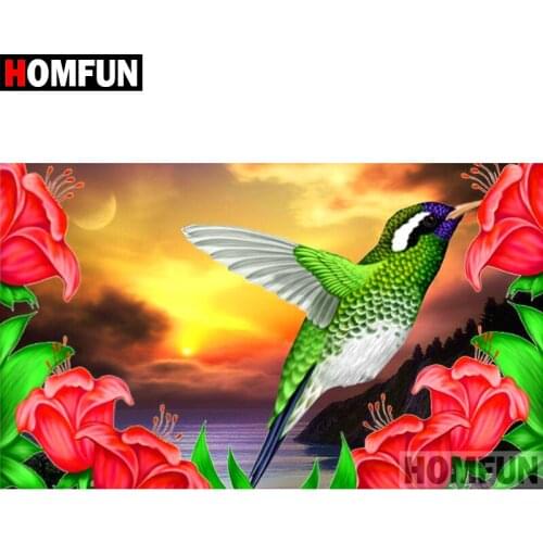 HOMFUN Diamond Painting "Hummingbird" DIY 5D Diamond Embroidery Sale Full Set Rhinestone Cross Stitch Home Decor A09249