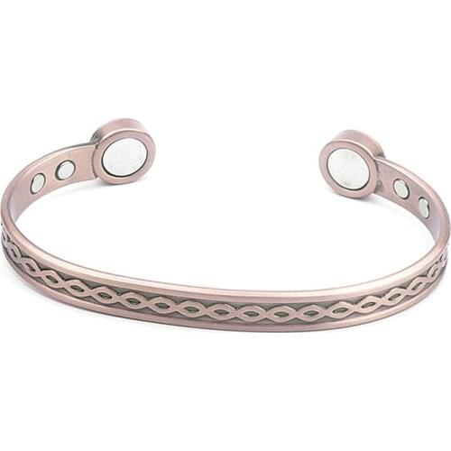 European and American Popular Copper Bracelet Figure 8 Pattern Big Bangle Magnetic Bracelet for Promoting Blood Circulation