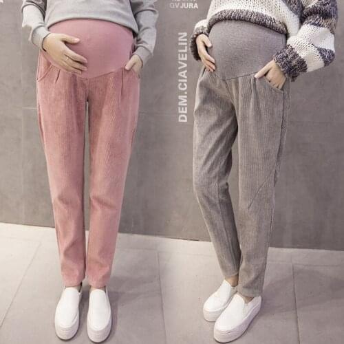 New Arrivals Pregnancy Wear Harem Pants Corduroy trousers Elastic Waist Belly for Pregnant women Maternity Warm Pants C42 10