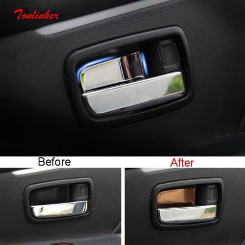 Tonlinker Cover Case Sticker for Mitsubishi ASX 2013-16 Car styling 4 PCS Stainless Steel interior Door bowl Cover stickers