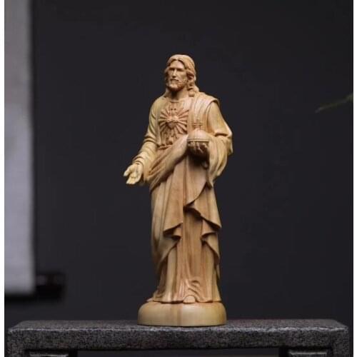 Wooden Jesus Home Decoration Religious Boxwood Statue