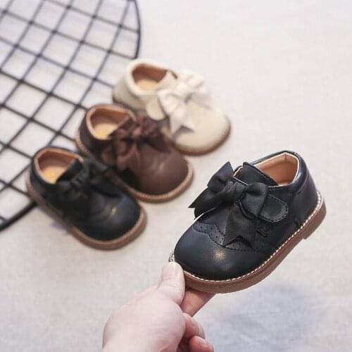 Kids Leather Shoes Cute Big Bow Baby Girl Shoes Flat Heels Toddler Shoes Infant Boys Sneakers First Walkers SSP011
