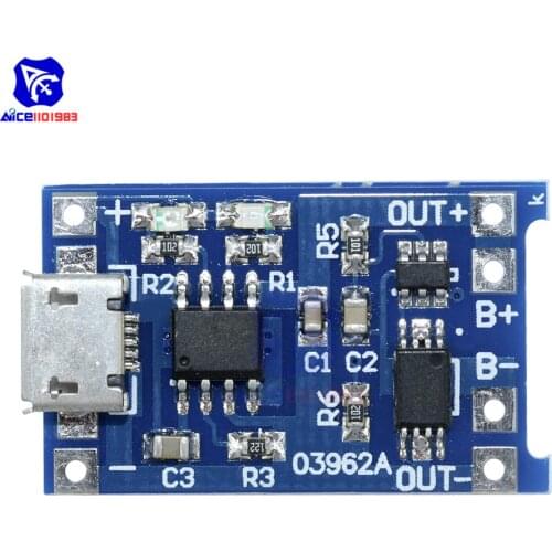 Diymore 5PCS/Lot Micro USB 5V 1A 18650 TC4056A Lithium Battery Charger Module LED Indicator Overcharge Overdischarge Protection
