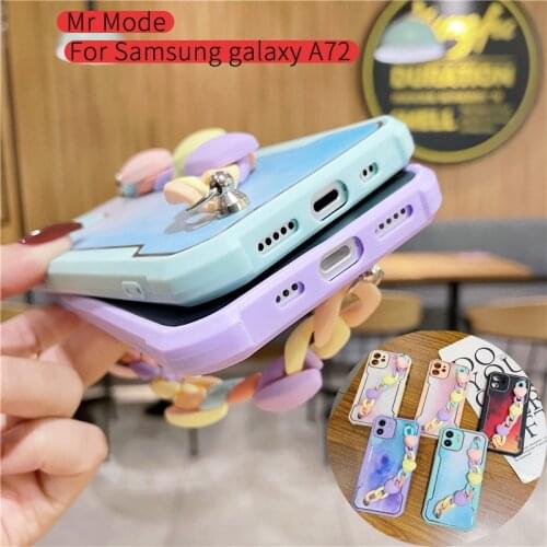 For Samsung Galaxy S30 S20 Plus Ultra A72 A52 5G Protective Cover With Love Heart Bracelet Wristband Chain Hard Shell Phone Case