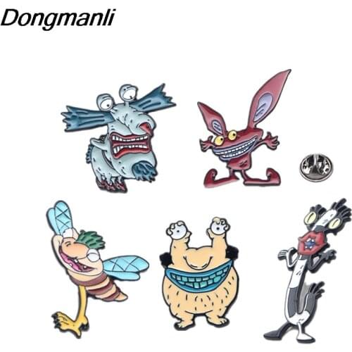 DMLSKY Cute funny Monsters Enamel Pin men lapel Metal Brooches and Pins Clothes Badge Hat Pin M2518