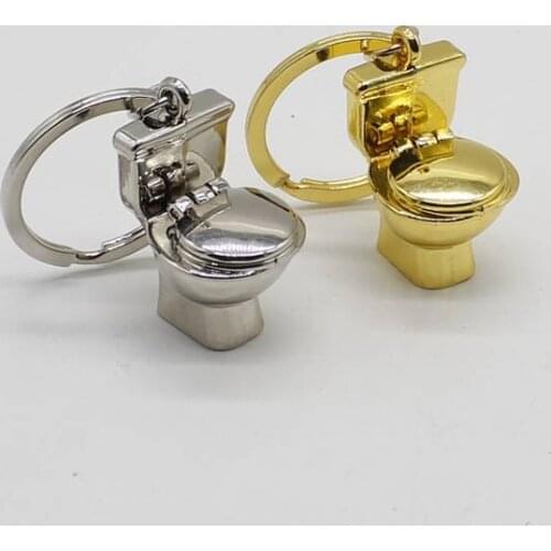 Exquisito 3D simulación inodoro modelo colgante llavero coche regalo creativo