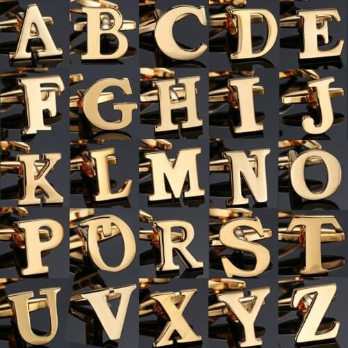 Name gold letter Cufflinks brand new high quality brand letter gold Cufflinks badge mens shirt wedding decoration gifts