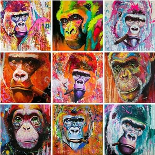 Canvas Size 5D Diy Diamond Painting Cross Stitch Kit Diamond Mosaic Embroidery " Gorilla " Painting Square/Round Drill Gift