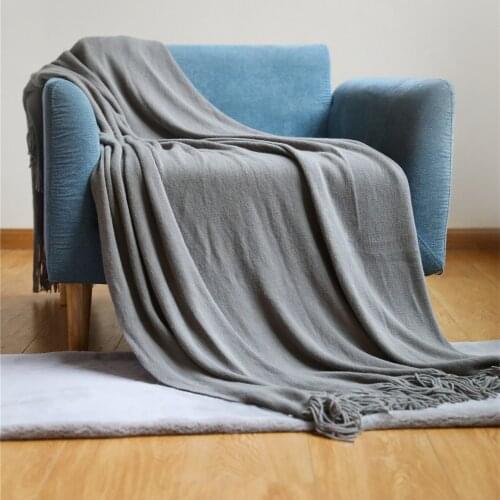 Classic Solid Color Imitated Cashmere Blanket Nordic Tassel Throw Blanket Sofa Blanket Bedspread Blue Pink Gray Blanket