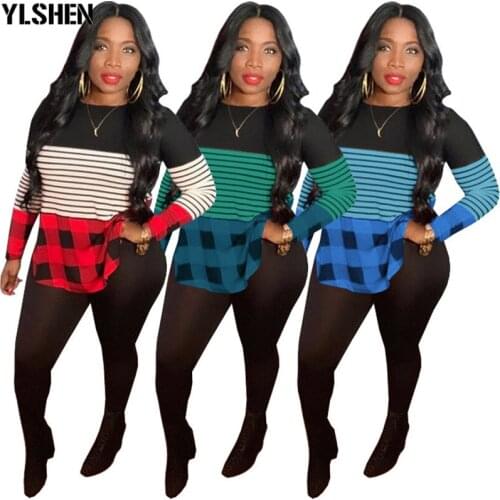 Two 2 Piece Set African Clothes Africa 2021 New Dashiki Fashion Grid Strip Print Dresses Party Top Pants Suit Plus Size Clothing