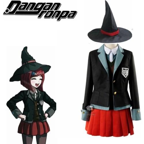 Danganronpa Magician Yumeno Himiko Cosplay Costume School Girl Uniform Halloween Party Skirt Set Suit Magic Hat