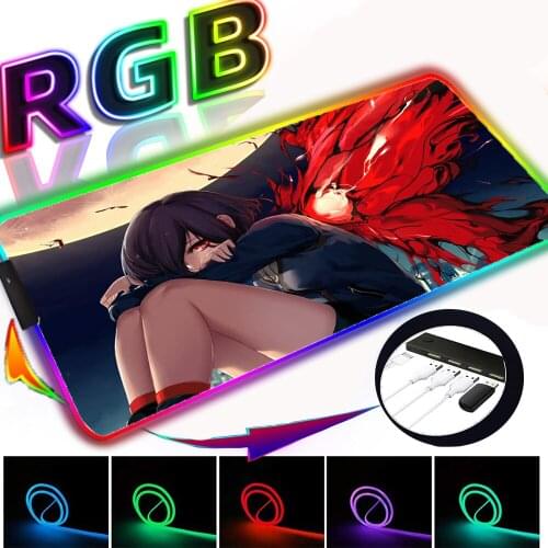 Anime Mouse Pad Rgb USB Notebook Pc with 4 Ports HUB LED Light Mouse Pad Xxl Large Gaming Accessories Desk Mat Mini Pc Mousepad