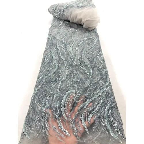 Beautiful Lace Fabric Bead Tube Sequin Embroidery French Tulle Mesh Sewing Supplies Design Party Dress Skirt 5 Yards Wholesale