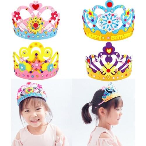 Princess Craft Kit Girl King Crowns Craft Kids Making Your Own Tiaras DIY Party Crown Hat Rhinestone Princess Birthday Favors