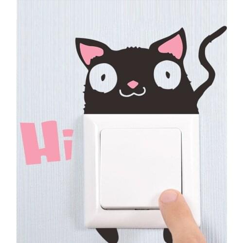 Hello Hi Cat Dog Switch Stickers Wall Stickers For Kids Rooms Home Decor Bedroom Living Room Parlor Decoration Poster Mural