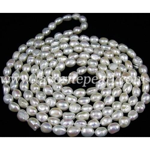 New Perfect Favorite Pearl Necklace White 8-8.5mm Baroque Genuine Freshwater Pearl Long Necklace 64inches Handmade Fine Jewelry