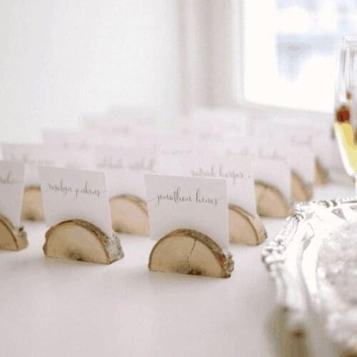 P15F 10pcs Rustic Natural Wood Table Name Number Place Card Holder Memo Note Photo Picture Clip Decor Wedding Party