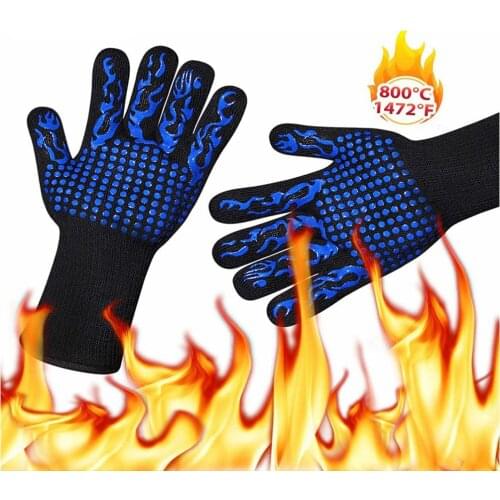 1PCBBQ Gloves High Temperature 500-800 Fireproof BarbecueHeat Insulation Microwave Kitchen Baking Gloves Grill Oven Mitts Gloves