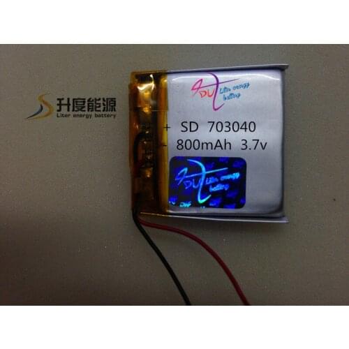 Prismatic polymer battery 703040 3.7v 800mah li-ion battery polymer for lawn lamp, solar lights, LED lights