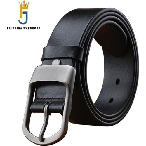 FAJARINA Mens Retro 38mm 100% Quality Cowhide Genuine Leather Belts for Mens Brand Designer Mens Pin Buckle Belt Men NW0114