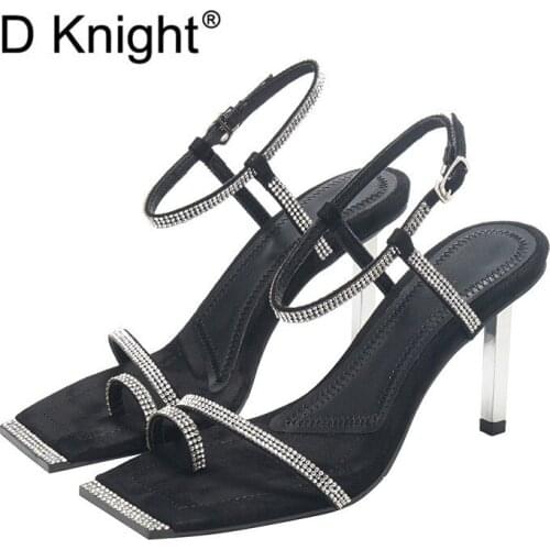 Sexy Lady Wedding Party Dress Thin Heels Summer Sandals Shoes New Bling Women Rhinestone Ankle Strap High Heels Sandals Shoes