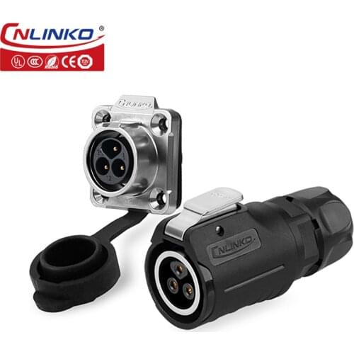 Cnlinko Quick Push Pull Plug Socket Electric Cable 3 Pin Jack Powercon Connector M16 Waterproof Male Female Industrial Adapters