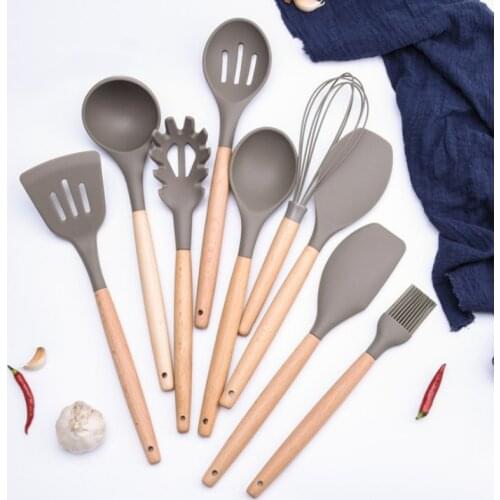 Silicone Wooden Handle Cooking Utensils Kitchen Set Non-stick Shovel Special Heat-resistant Design Cooking Tools