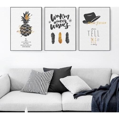 Nordic Canvas Poster Canvas Paintings Alphabet Letter Pineapple Living Room Sofa Background Wall Decor