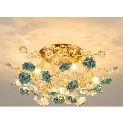 Modern led Ceramic Ceiling Lamp European Living room Decoration Crystal Light Creative Bedroom Dining Room Crystal Ceiling Light