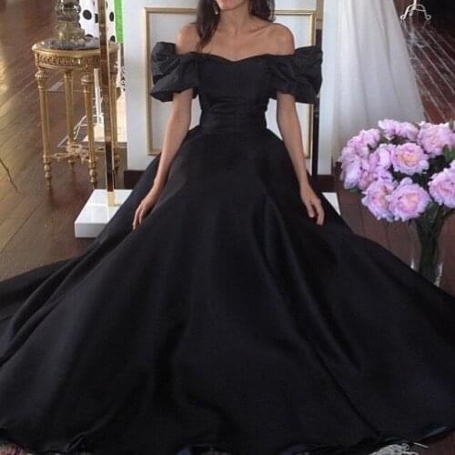 Vestido de noiva Arabia Matte Satin Puffy boat neck Off the Shoulder evening prom Ball Gown 2018 mother of the bride dresses