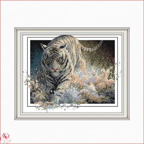 Domineering Tiger Printed Cross Stitch Kit 14ct 11ct Canvas Fabric Embroidery Kit DIY Animal Pattern Sewing Set Home Decoration