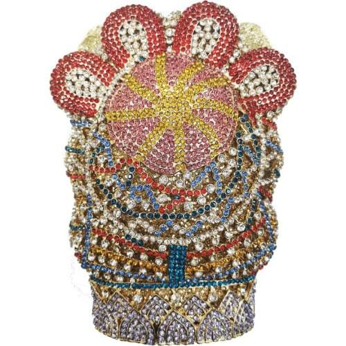 XIYUAN Luxury Fashion Crystal Evening Bags for Big Stone silver diamante Clutch Bags Party Wedding Bridal Purse Handbags wallet