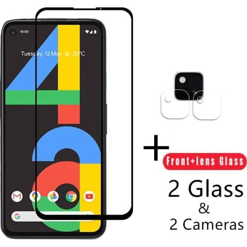 4in1 Camera Len Tempered Glass For Google Pixel 4a Screen Protector for Google Pixel 4a Protective Glas Film Full Protection