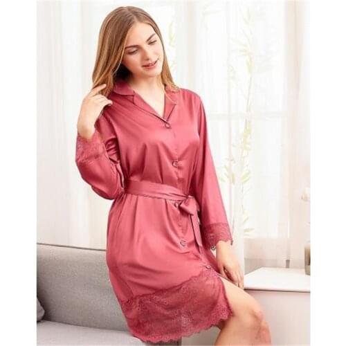 Pyjamas Femme 2021 Spring and Summer Womens Green Sexy Silk Nightdress for Homewear Thin One Size Night Dress Women Underwear