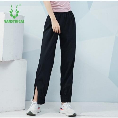 VANSYDICAL Jogging Pants Women with Zipper Yoga Pants Sport Gym Breathable Female Running Training Fitness Workout Trouser Women