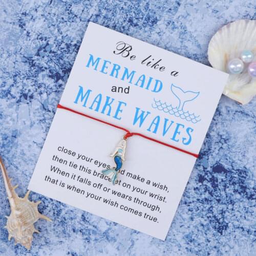 1 Piece Mermaid Wish Bracelet Adjustable Beach Party Favour Friendship Bracelet Mermaid Jewellery Summer Bracelet Gift for Her