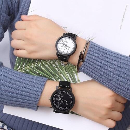 1pcs Romantic Big Dial Watch Leather Band Watch Fashion Cute Wristwatch Women Men Clock Quartz Watches Women Clock