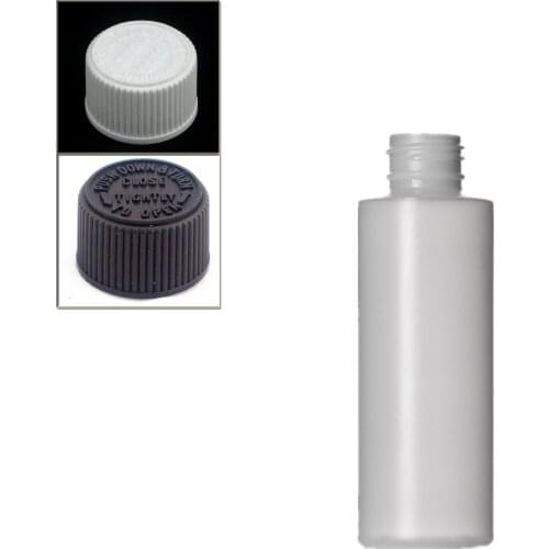 120ml empty plastic soft bottle , natural-colored HDPE cylinder round with black/white Child-Resistant caps X5
