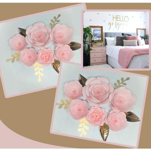 2018 DIY Giant Paper Flowers Backdrop 6pcs + Leaves 6pcs Wedding & Event Baby Nursery Decor Baby Pink Home Decor Tutorials