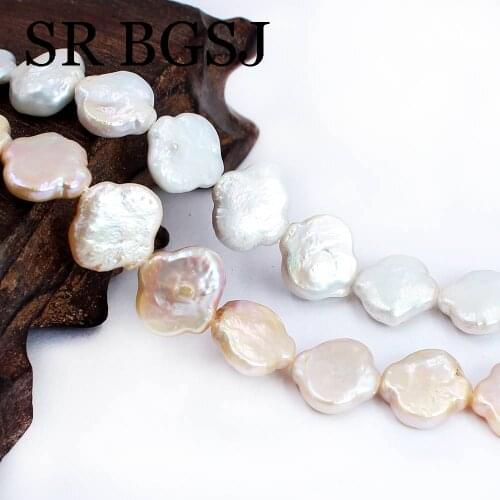 Free Shipping 12x14mm White Pink Lantern Irregular Freeform Natural Freshwater Pearl Jewelry Making Beads Strand 15"
